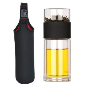 Théière portable en verre pour infusions