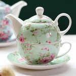 Théière en porcelaine verte de style anglais 350ml
