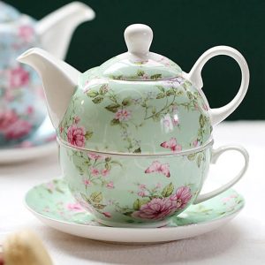 Théière en porcelaine verte de style anglais 350ml