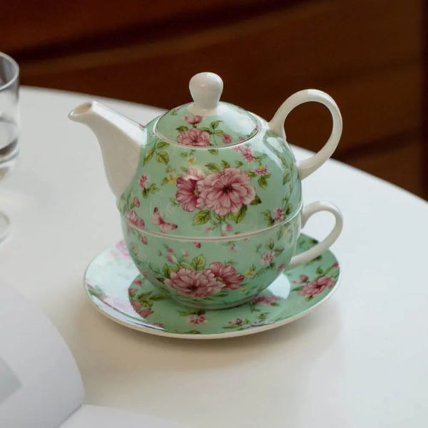 Théière 350ml en porcelaine, style anglais raffiné