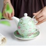 Théière en porcelaine verte, accessoire de thé unique