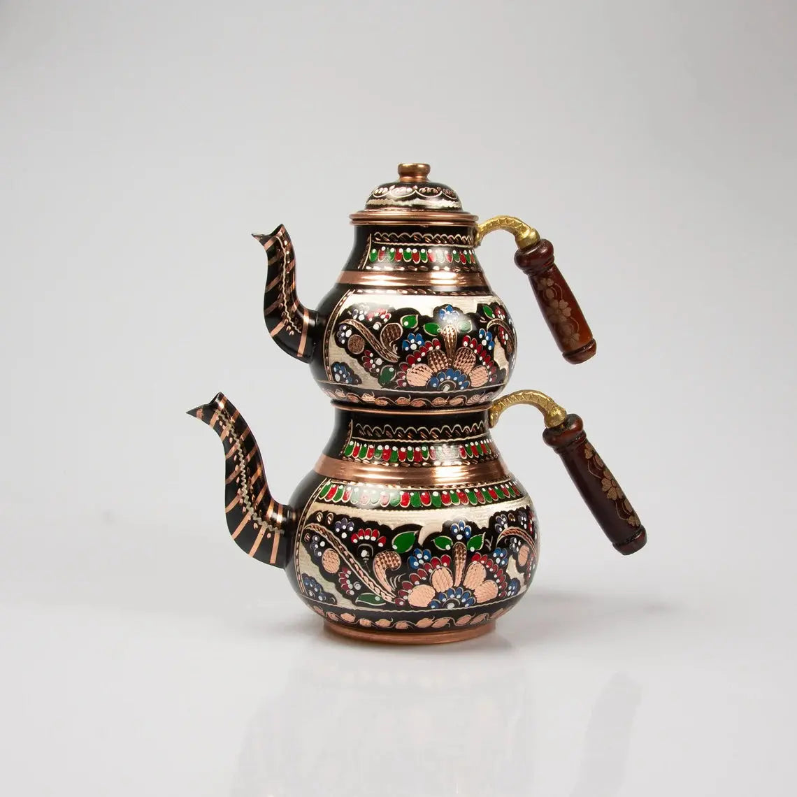 Théière Turque Double Étage en Cuivre Coloré