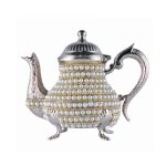 Théière en Zinc ornée de Perles et Cristaux Swarovski