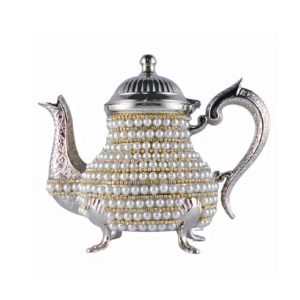 Théière en Zinc ornée de Perles et Cristaux Swarovski