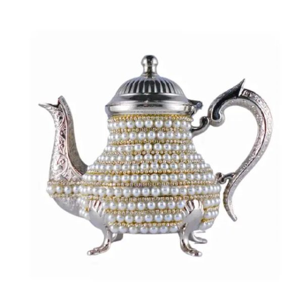 Théière en Zinc ornée de Perles et Cristaux Swarovski